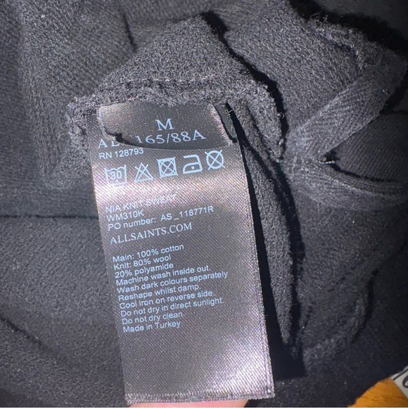 AllSaints Black Sweater Size Medium - Picture 7 of 7